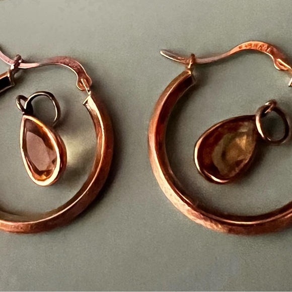 14K Michael Anthony Hoop Earrings / Gold Citrine Jackets - Picture 16 of 16